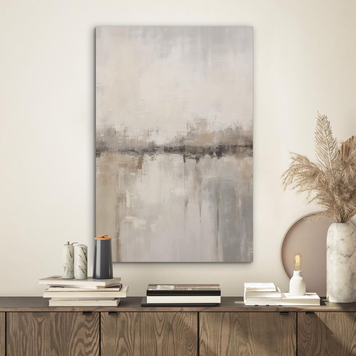 AKUSTIKBILD Moderne Kunst - Abstrakt - Beige Kunstdruck Schlafzimmer 50x70 cm - Beige, Kunststoff (50/70/0.9cm) - MuchoWow