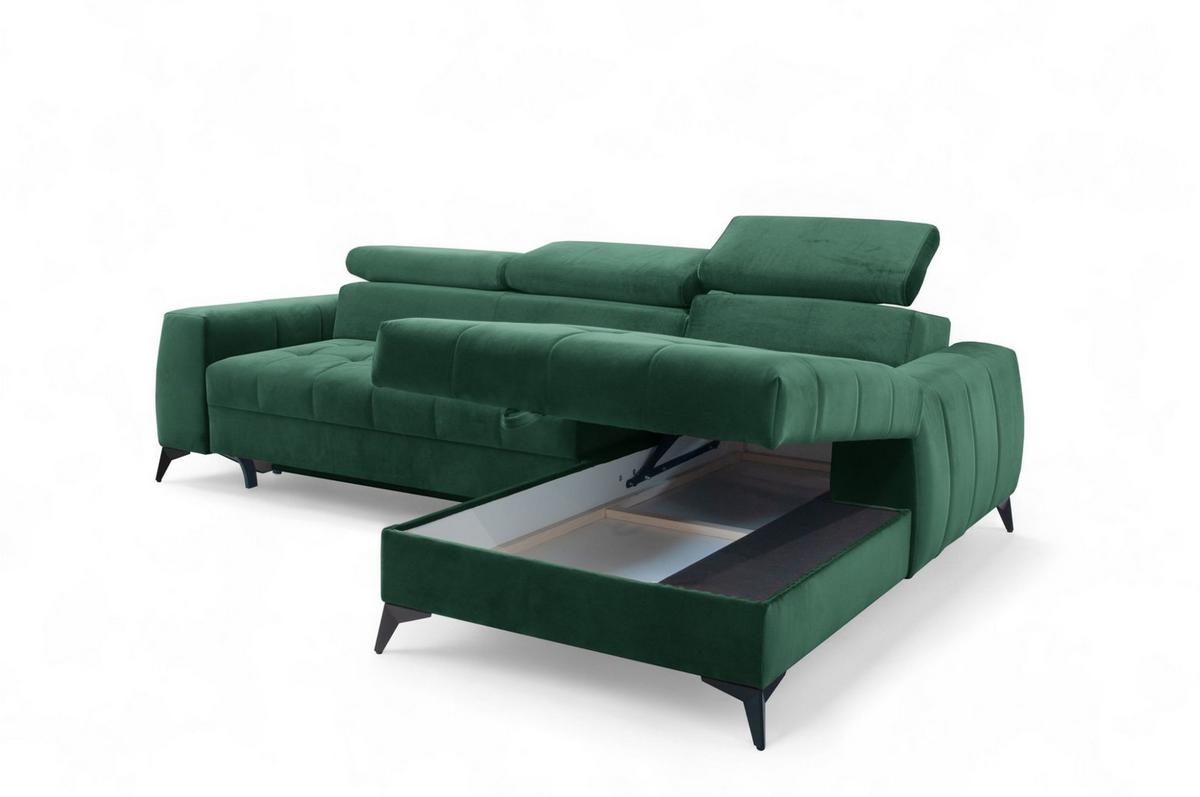 ECKSOFA Agnesa Xs In Salvador - Dunkelgrün, Holzwerkstoff/Textil (260/200cm) - Fun Möbel