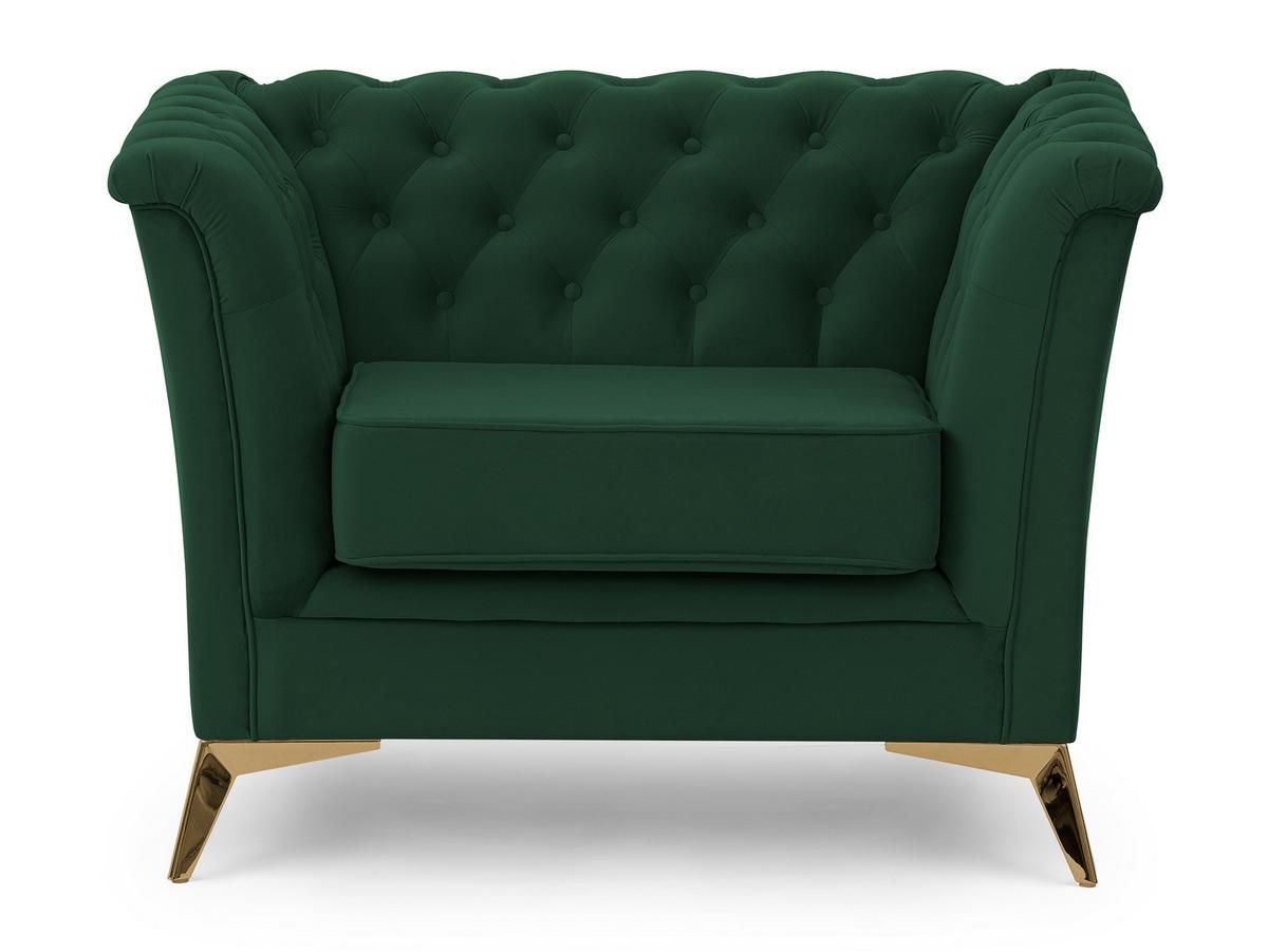 CHESTERFIELD-SESSEL Whitby Flaschengrün Samt mit goldenen Füßen - Dunkelgrün/Goldfarben, Holz/Textil (116/78/82cm) - S-Style Möbel
