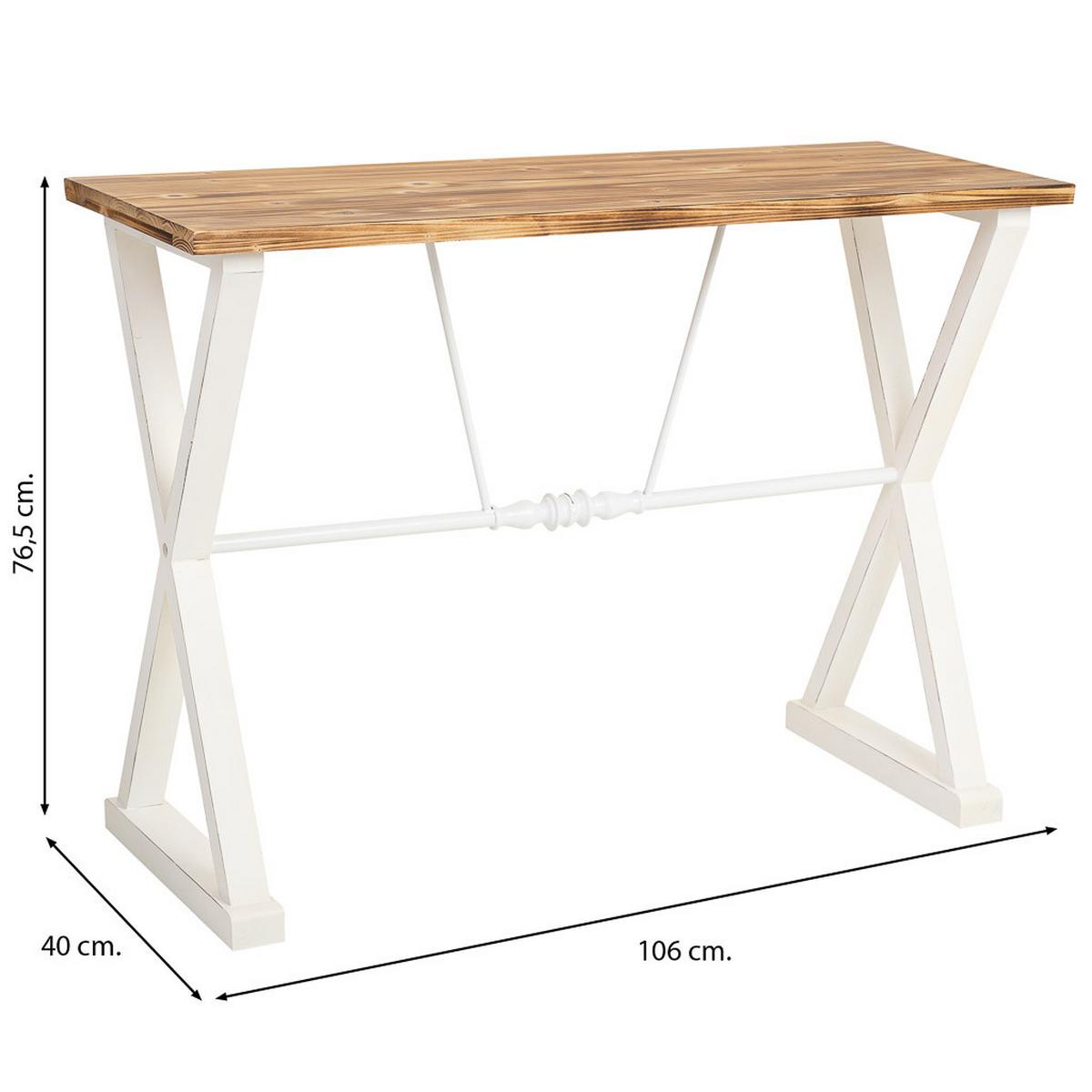 KONSOLENTISCH aus Metall und Holz, weiß, 106x40x77cm - Weiß, Holz (78.5/108/42cm) - Wanderlust