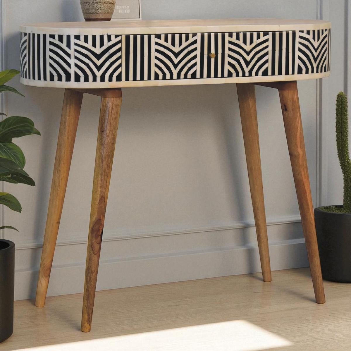 KONSOLENTISCH Edessa, 1 Schublade, Nordische Beine, Wchwarz und Weiß, Eichenholzoptik - Eichefarben/Messingfarben, Holz/Metall (35/90/78cm) - Artisan Furniture