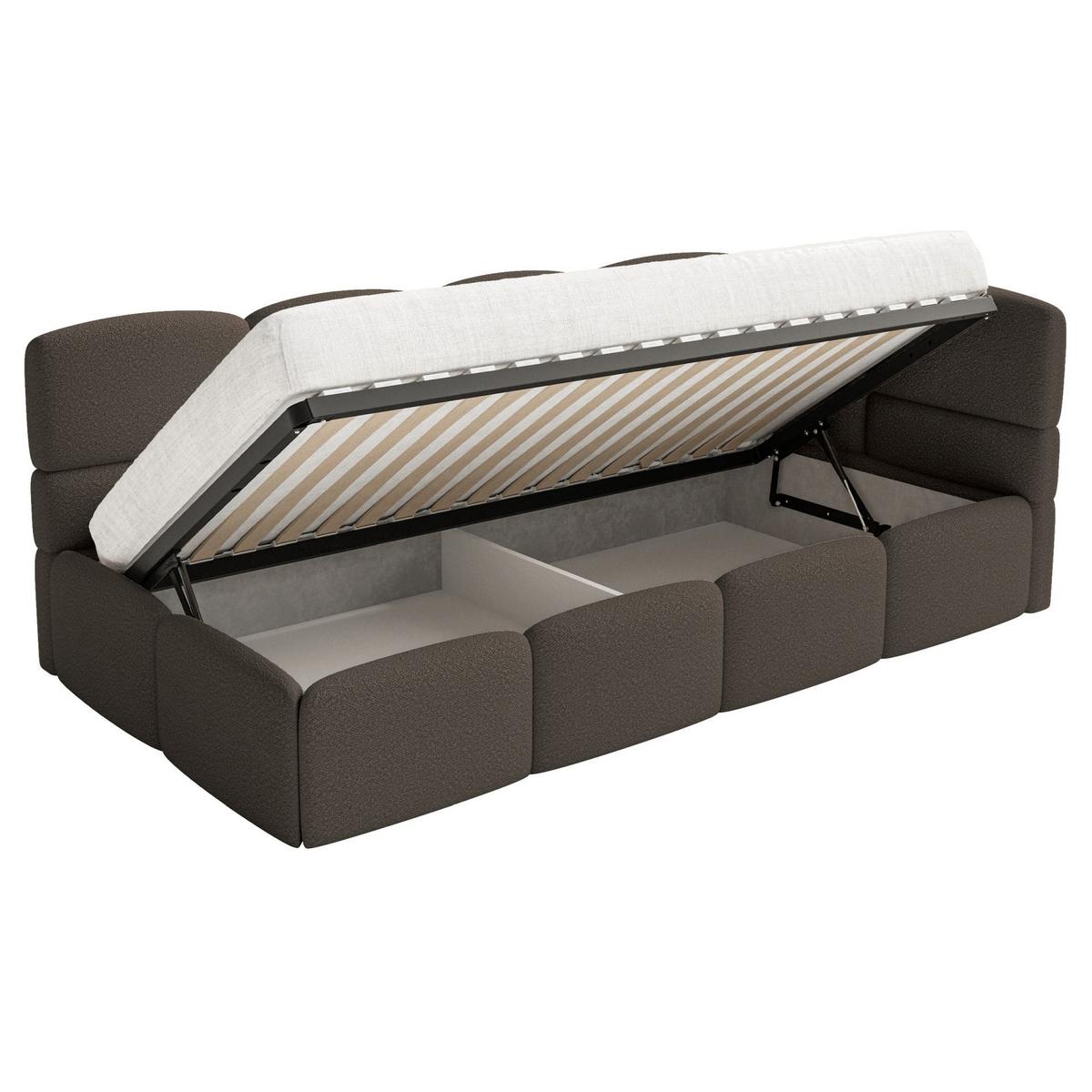 JUGENDBETT Cloudy rechts mit Matratze Bouclé Braun - Braun, Kunststoff/Textil (90/200cm) - Selsey