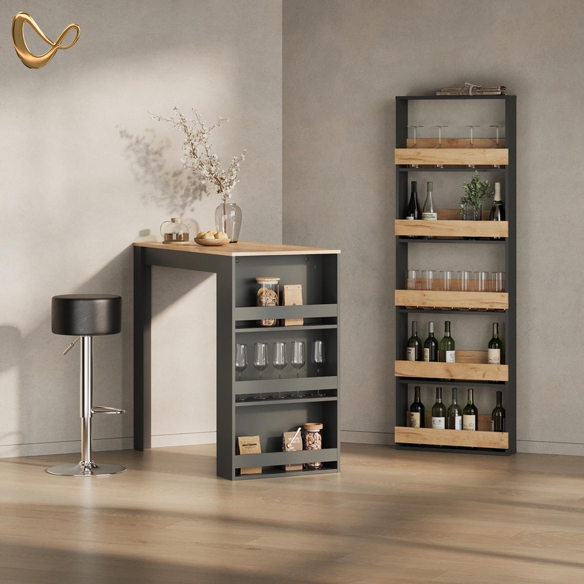 BARTISCH Regusa Goldkraft Eiche/Anthrazit 57 x 117 cm - Honigeiche/Anthrazit, Holzwerkstoff (117/57/106cm) - Livinity®