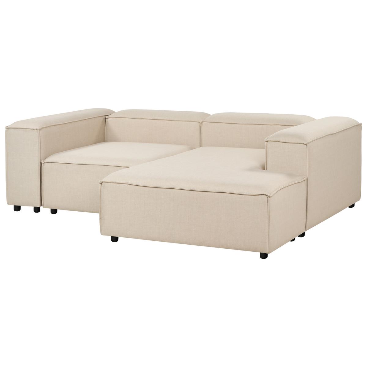 ECKSOFA Modul 3-Sitzer linksseitig Beige Stoff mit Ottomane Ardal - Beige, Textil (240/180cm) - Beliani