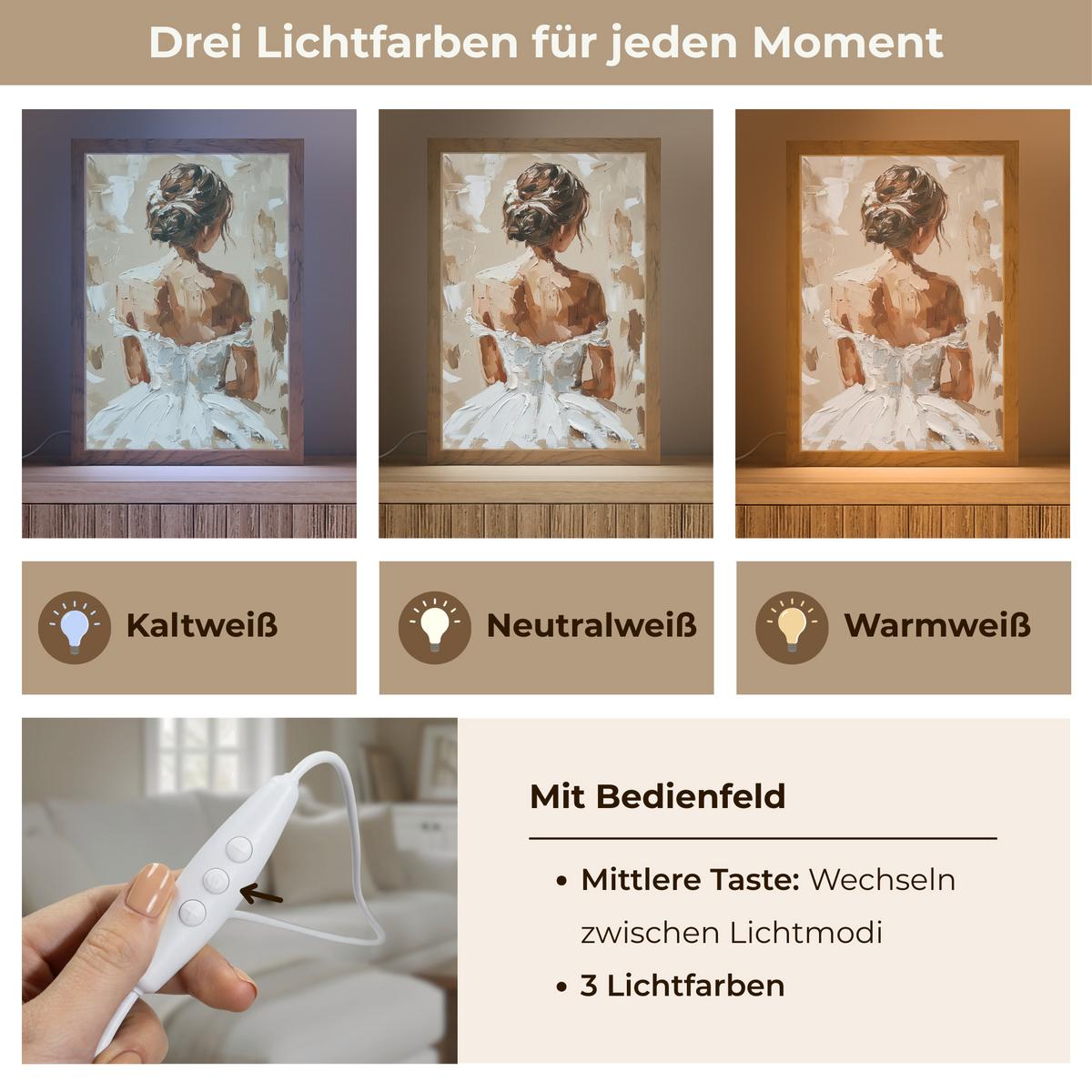 TISCHLEUCHTE Frau - Farbe - Abstrakt - Beige - Modern 20x30 cm - Brombeere, Holzwerkstoff (8/20/30cm) - OnlyWow