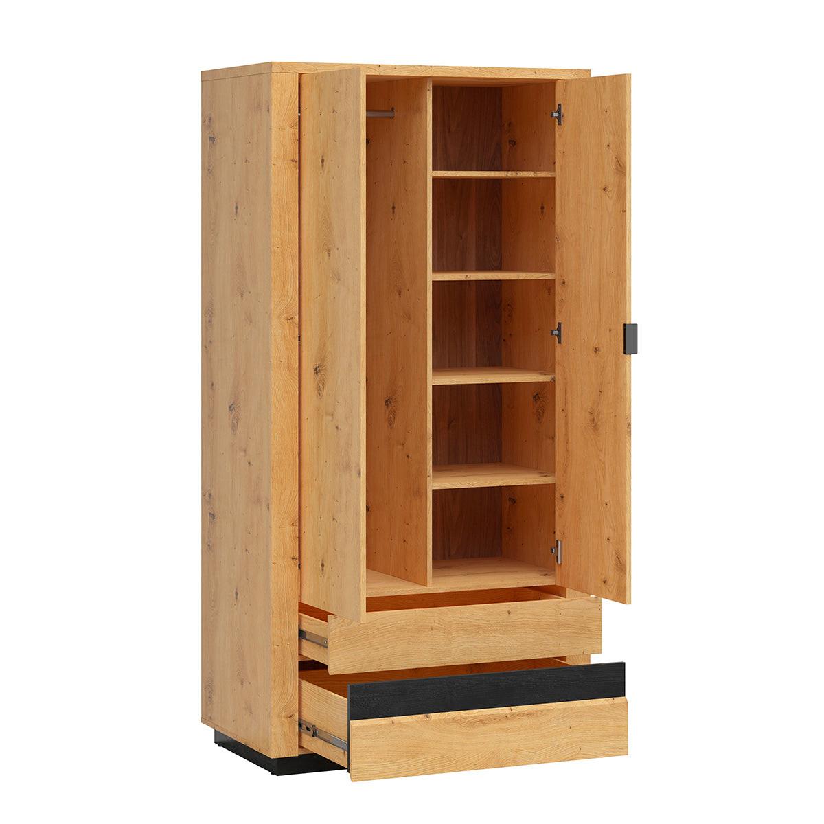 SCHRANK 2 Türen Glenn Holz und Schwarz - Schwarz, Holzwerkstoff (100/199/56cm) - Petits-meubles