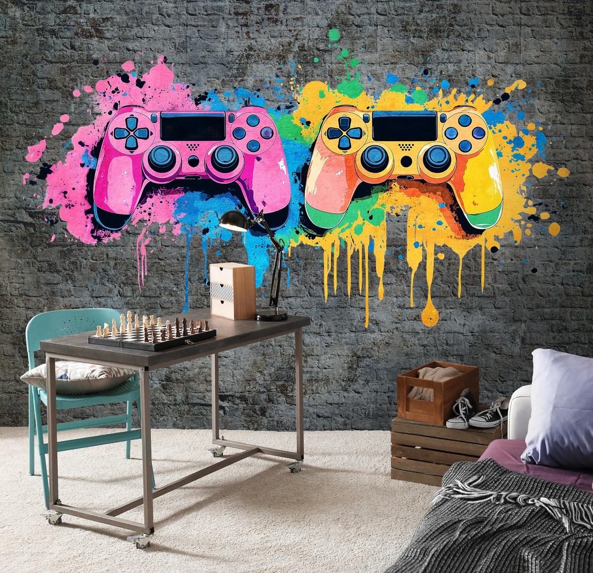 FOTOTAPETE Kinderzimmer Junge Gaming Vlies Tapete Kinder 150x105 - Multicolor, Papier (150/105cm) - Wallarena