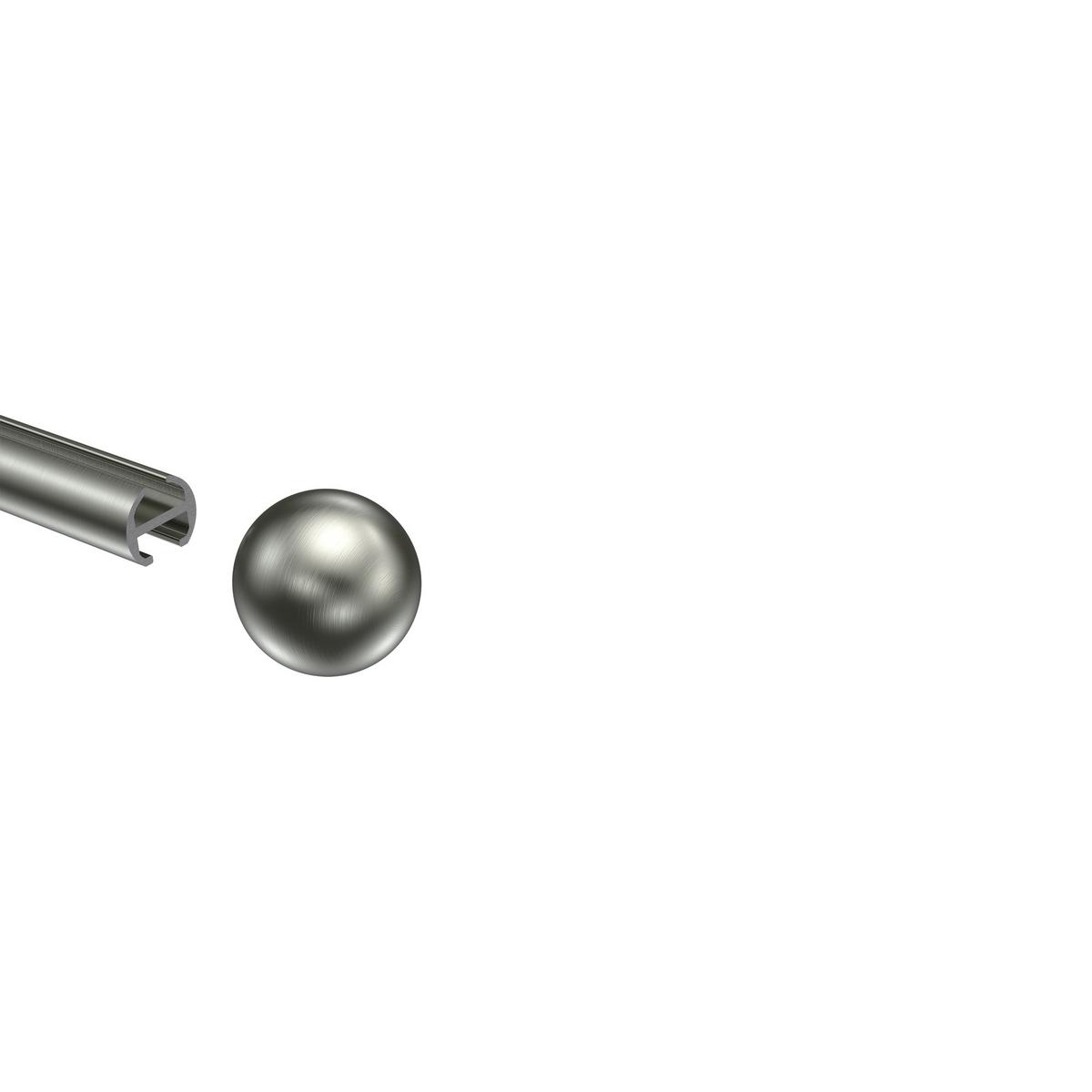 ENDSTÜCKE FÜR GARDINENSTANGEN 16 mm Ø, Puros Edelstahl-Optik, Packung 2 Stück - Edelstahlfarben, Metall (3.1/3.3/3.3cm) - INTERDECO