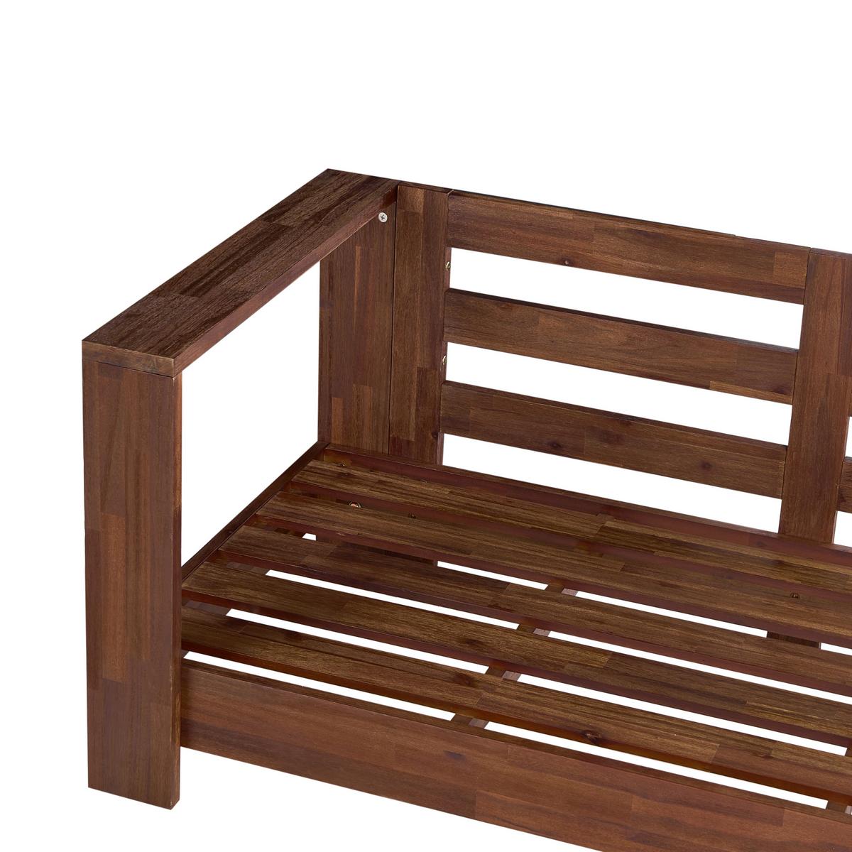 GARTENECKSOFA 5-Sitzer zertifiziertes Akazienholz rechtsseitig Grün Marettimo - Braun/Grün, Holz (225/64/212cm) - Beliani