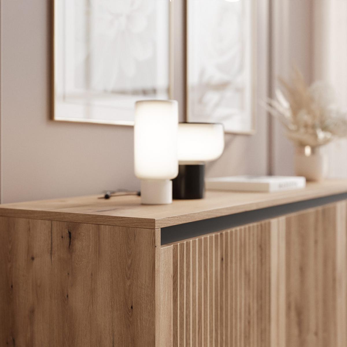 KOMMODE LIRA 149 cm, Evoke-Eiche - Eichefarben/Schwarz, Holzwerkstoff/Metall (149/85/40cm) - Idohome