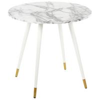 ESSTISCH 80/75 cm Marmor Rund Gutiere - Weiß, Holzwerkstoff (80/80/75cm) - Beliani
