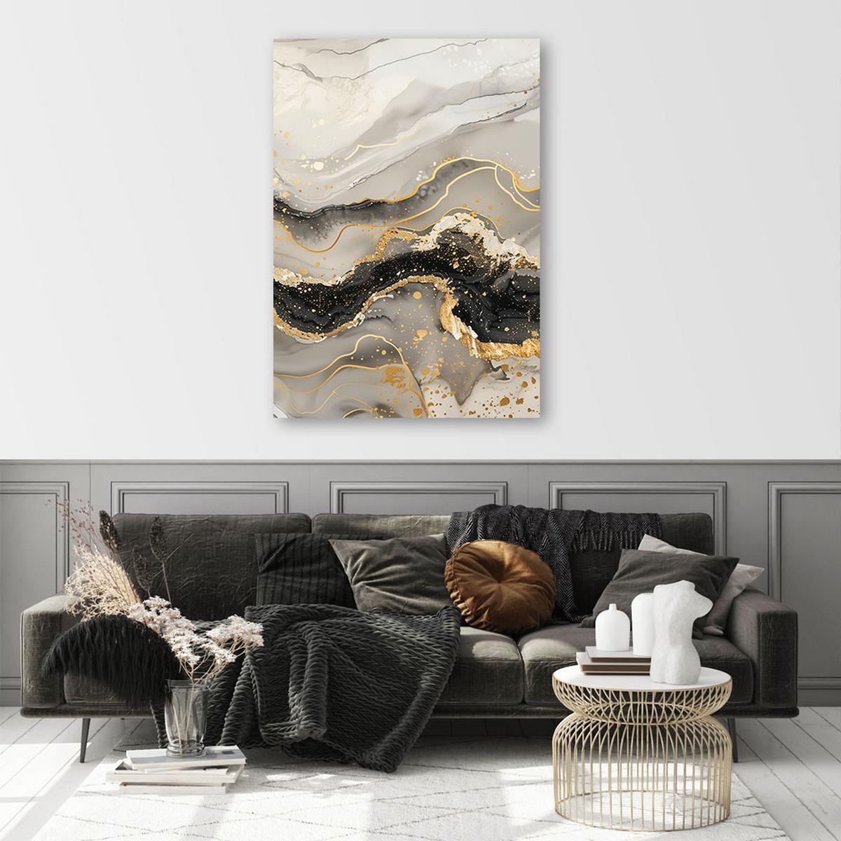 LEINWANDBILD Marmor mit Gold-Glamour-Stil 80x120cm - Grau, Textil (80/120cm) - Feeby