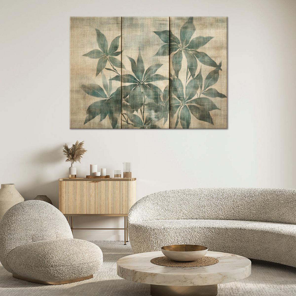 WANDBILD blätter in grautönen - Grün, Textil (60/40cm) - Feeby