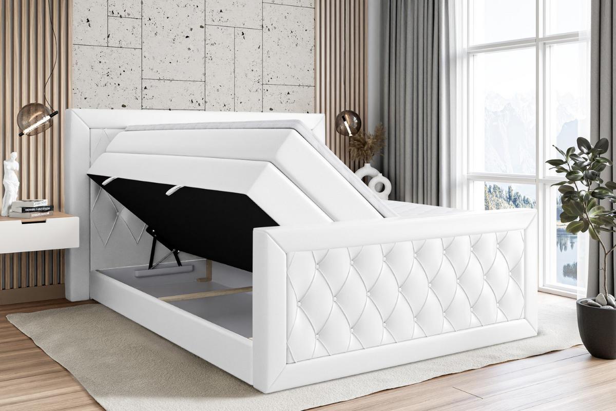 BOXSPRINGBETT NOEL-Z KING - 120 x 200 - H3/H4 - Weiß Hochglanz - Weiß Hochglanz, Holzwerkstoff (120/200cm) - ALTDECOR