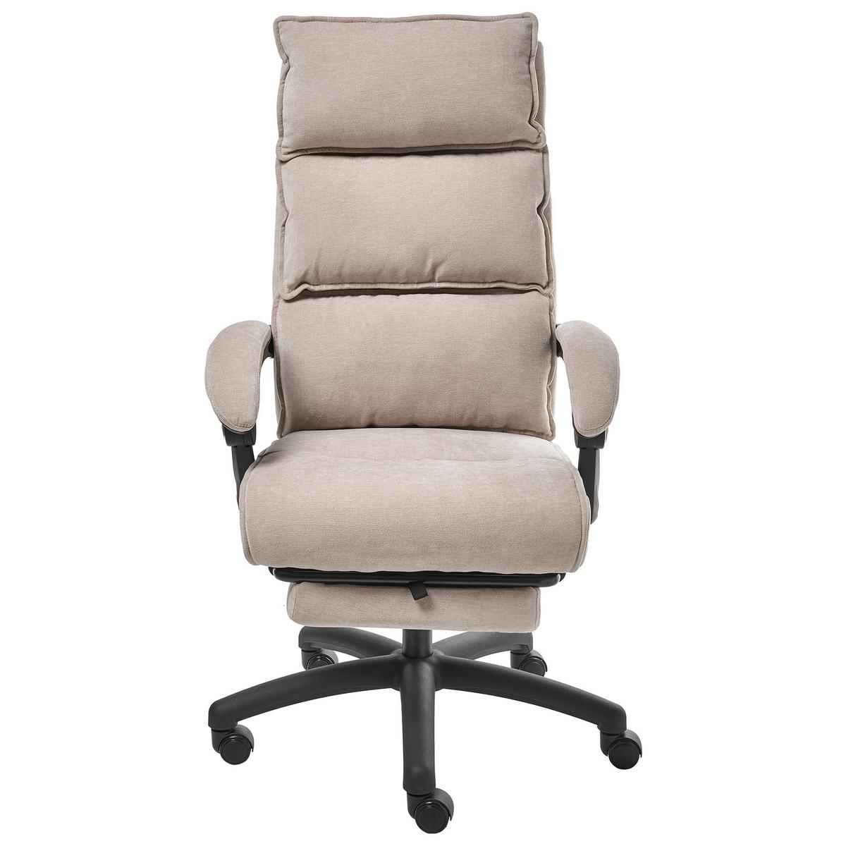 CHEFSESSEL mit Fußstütze Chenillegewebe Beige Eaton - Beige, Textil (50/114/66cm) - Beliani