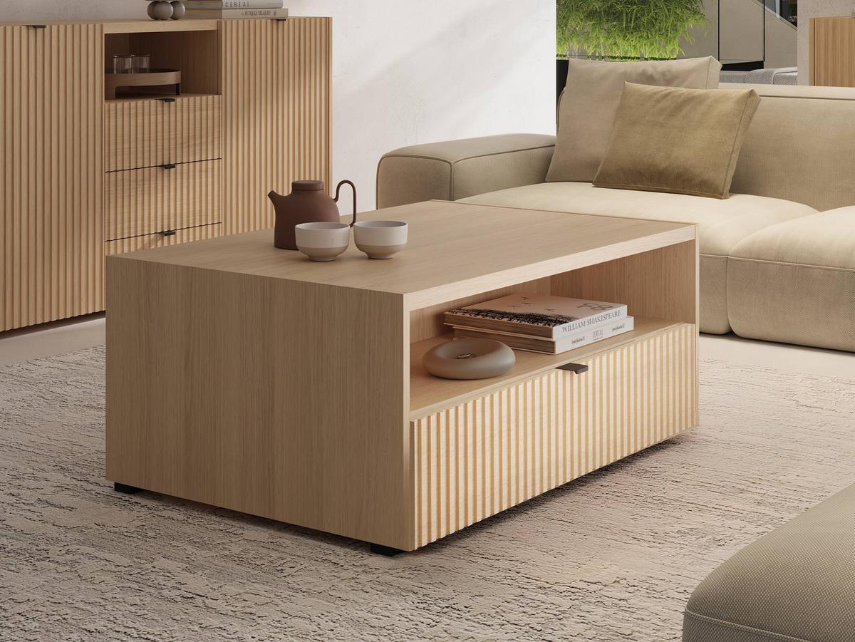 COUCHTISCH Cyliza 1SZ - Eichefarben/Graphitfarben, Holzwerkstoff/Kunststoff (65/100/42cm) - MIRJAN24