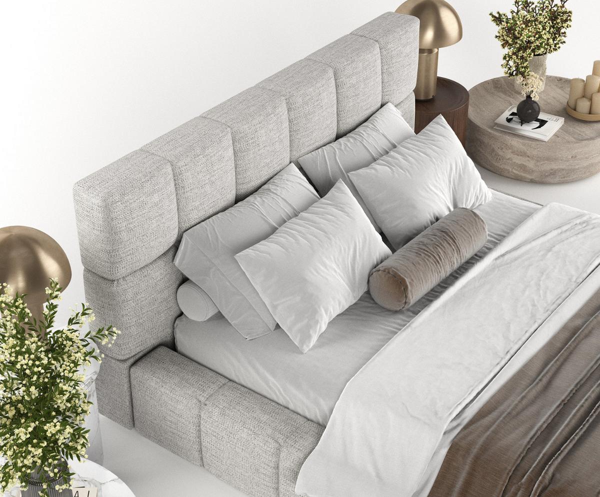 POLSTERBETT Paros mit Stauraum 200/200 cm Hellgrau im Modesto Stoff - Hellgrau/Schwarz, Holz/Holzwerkstoff (200/200cm) - AltaBeds