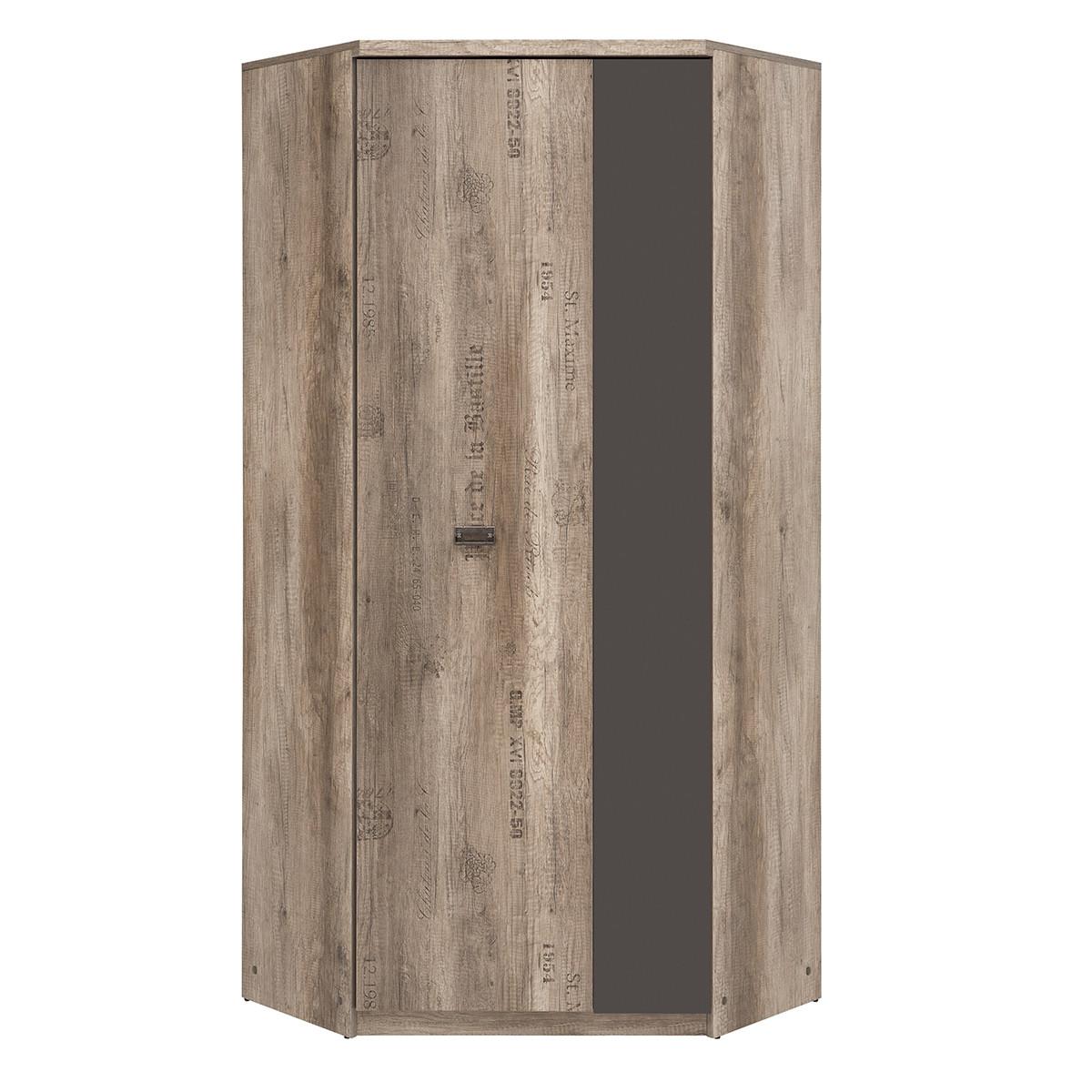 SCHRANK 2 Türen Abel Holz und Grau - Grau, Holzwerkstoff (95/205/95cm) - Petits-meubles