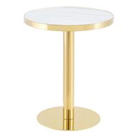ESSTISCH in marmor-optik und gold, runder edelstahl-sockel und kratzfest - Goldfarben, Holzwerkstoff (60/60/74cm) - Urban Meuble