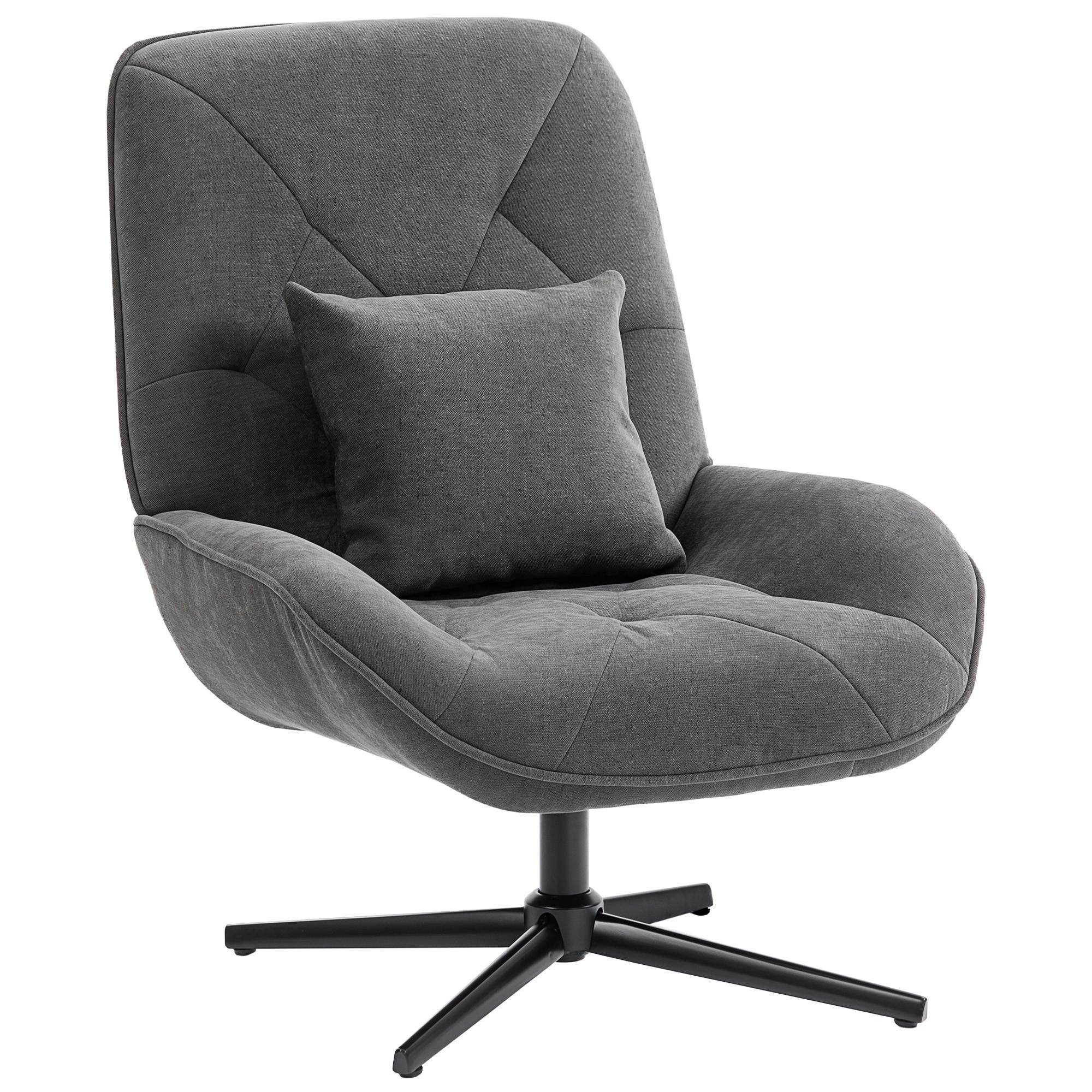 SESSEL Chenille Schaumstoff Dunkelgrau - Dunkelgrau/Schwarz, Textil/Metall (72/96/92cm) - HOMCOM