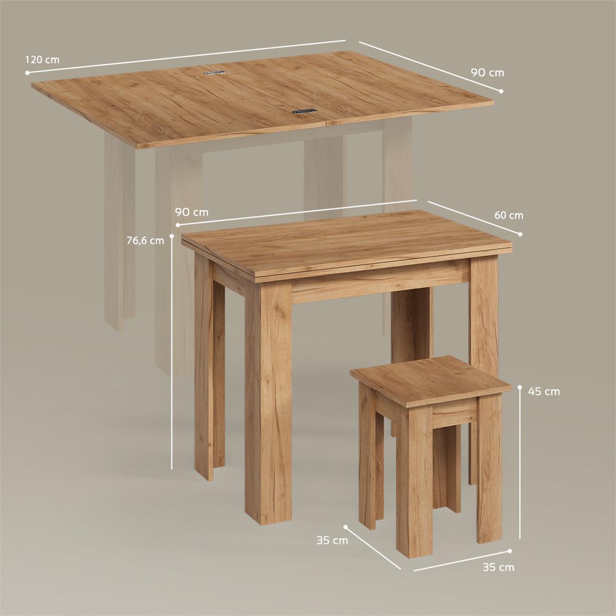 ESSTISCH MIT STUHL Tiberio Sandeiche 90 x 60 cm - Sonoma Eiche, Holzwerkstoff (60/90/76.6cm) - Livinity®