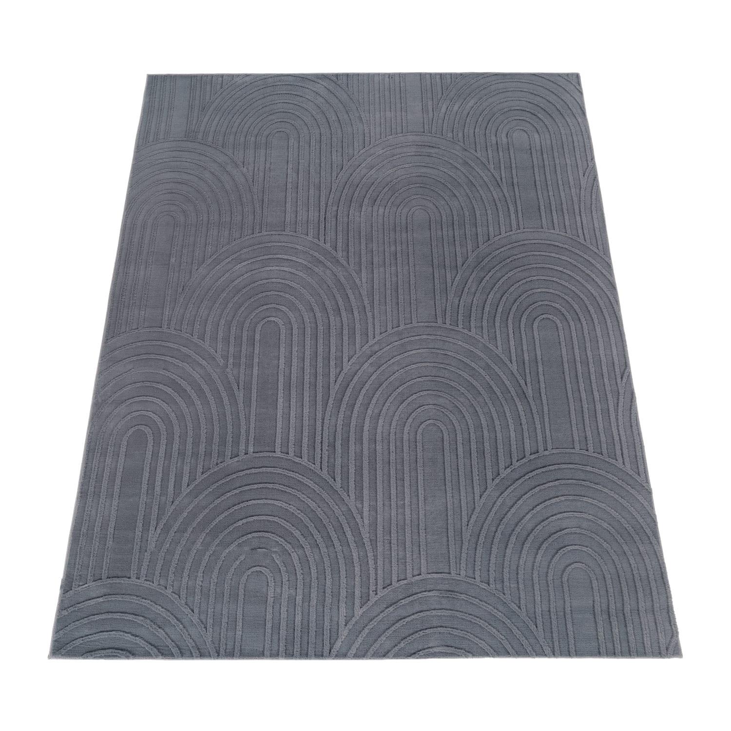 KURZFLORTEPPICH, mit Struktur, aus Polyester, Anthrazit, 80 x 150 cm - Anthrazit, Textil (80/150cm) - KADIMA DESIGN