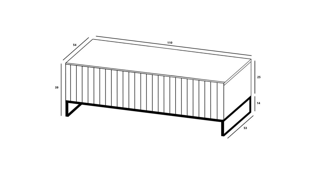 COUCHTISCH Elpis Schwarz matt Glamour 110 cm - Goldfarben/Schwarz, Holzwerkstoff/Metall (54/110/39cm) - Meble Lindner