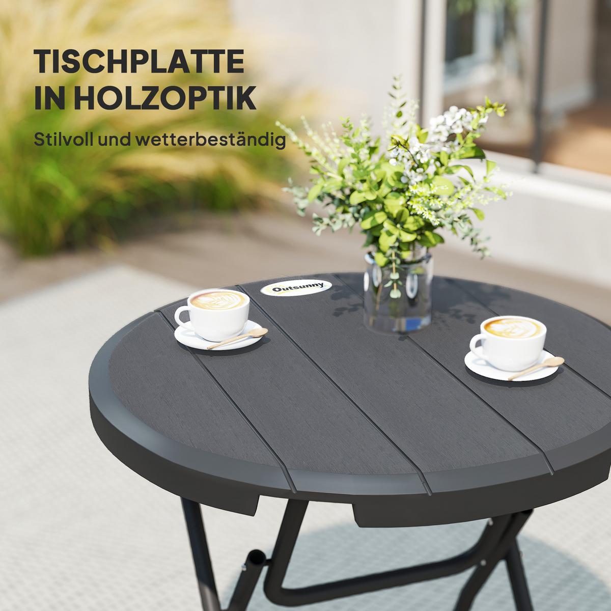 GARTENTISCH, Dunkelgrau, Stahl, HDPE - Dunkelgrau, Metall (80/80/73cm) - Outsunny