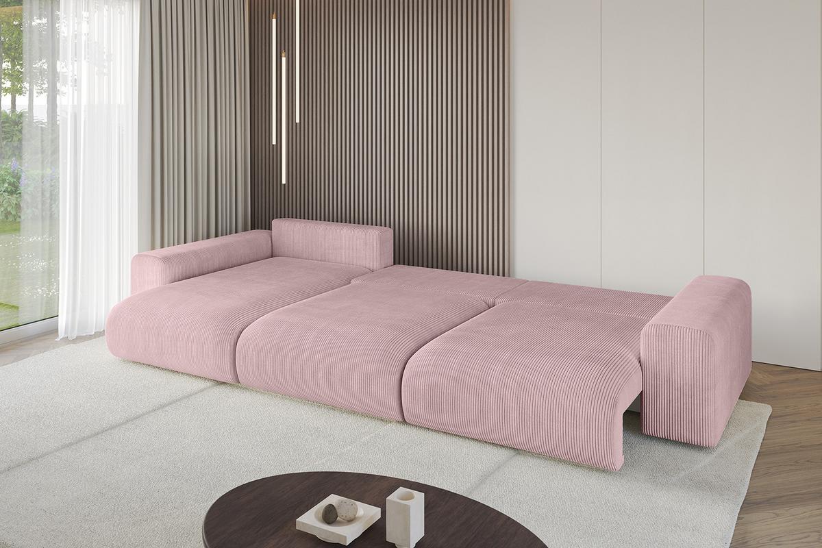 ECKSOFA Ottomane links ESKAR-L2 364x176x72 Rosa Cord - Schwarz/Rosa, Holzwerkstoff/Kunststoff (364/176cm) - ALTDECOR