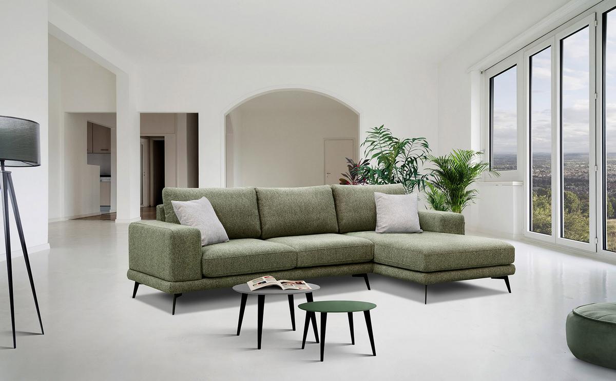 ECKSOFA MEDIOLANE 4-Sitzer, olivgrün - Olivgrün, Holzwerkstoff/Textil (282/219cm) - Wozimo