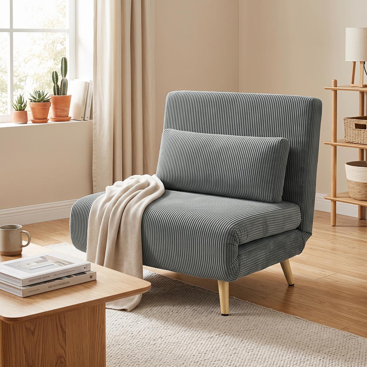 SCHLAFSESSEL Polyester Dunkelgrau - Dunkelgrau/Braun, Textil/Metall (75/84/90cm) - HOMCOM