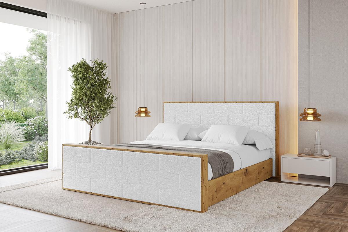 POLSTERBETT mit Bettkasten, Fußteil und Lattenrost, Boxbett mit Matratze H3/H4 - ENZO8-Z 160x200 Weiß - Weiß, Holzwerkstoff/Textil (160/200cm) - ALTDECOR