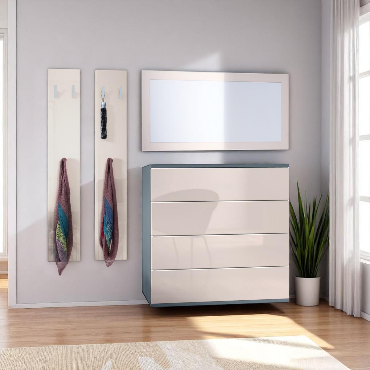 GARDEROBE Horizon Sandgrau Hochglanz - Sandfarben, Holzwerkstoff (142/146/35cm) - Vladon