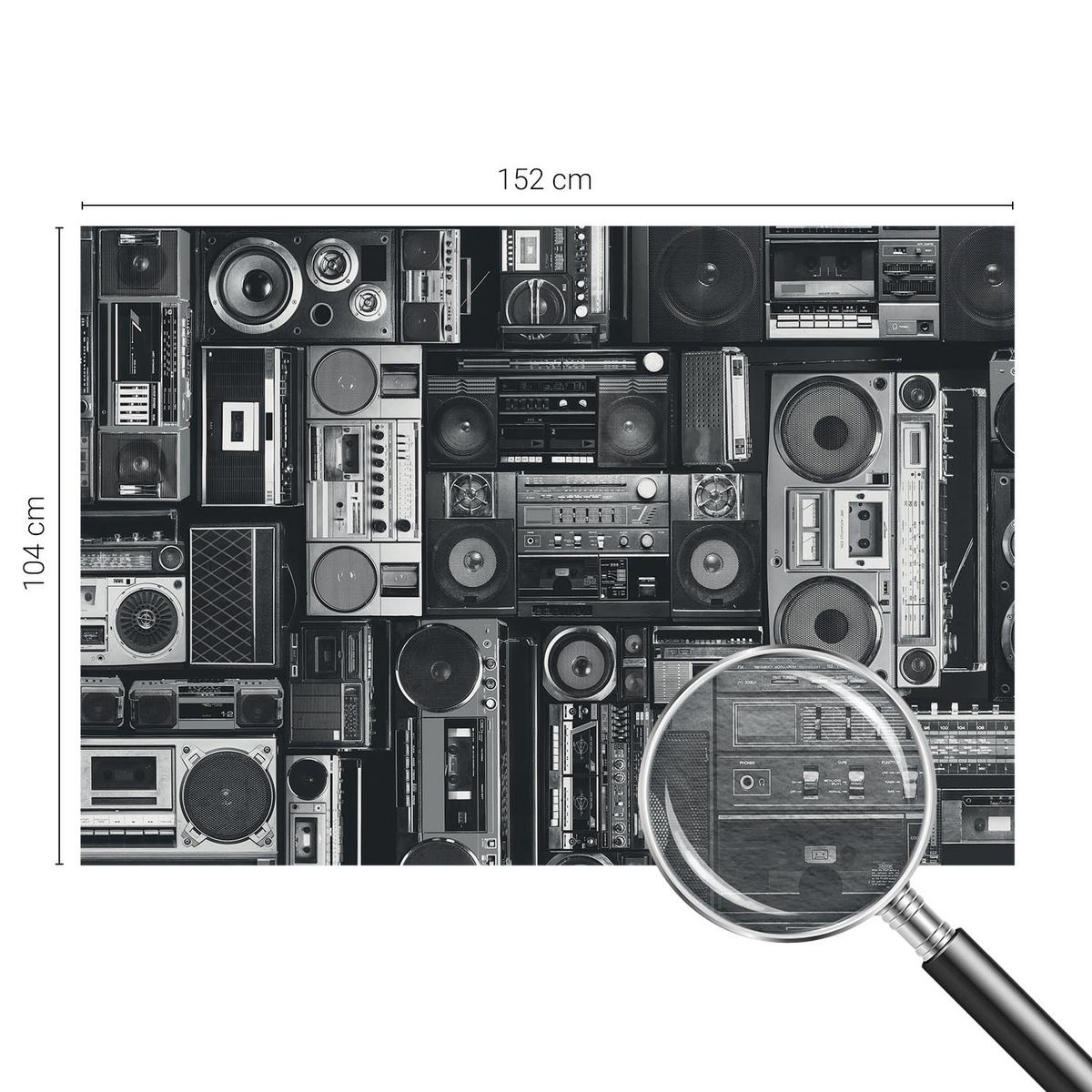 FOTOTAPETE 152x104 cm - Retro-Radio - Schwarz, Textil (152/104cm) - Wallfluent