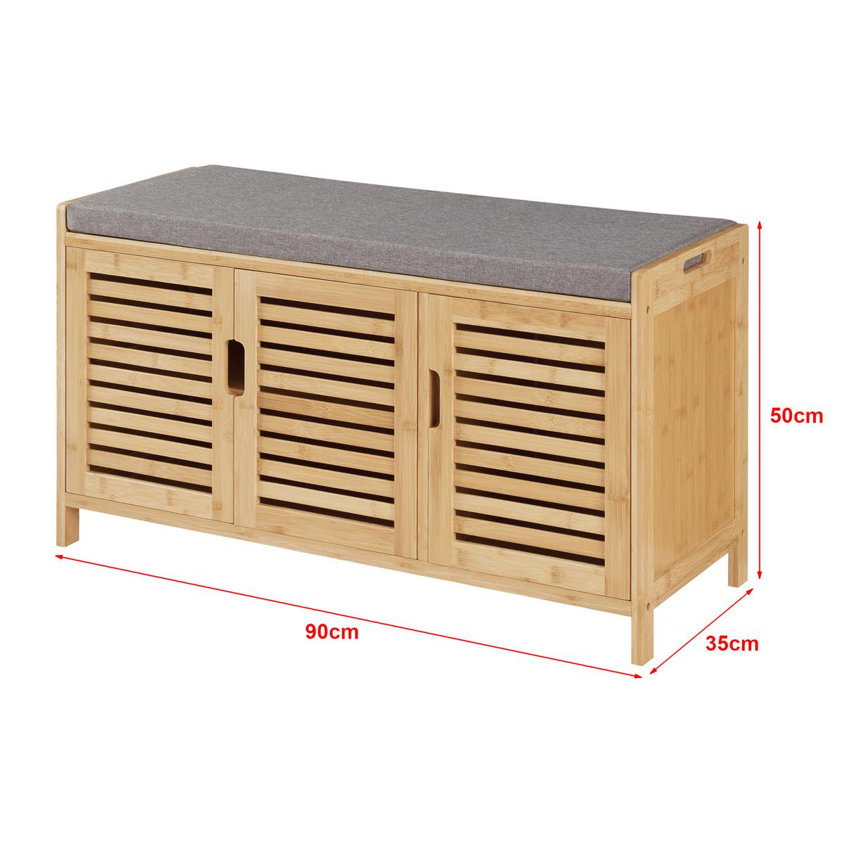 SCHUHSCHRANK Selk mit Sitzfläche - Naturfarben, Holz (90/50/35cm) - [en.casa]