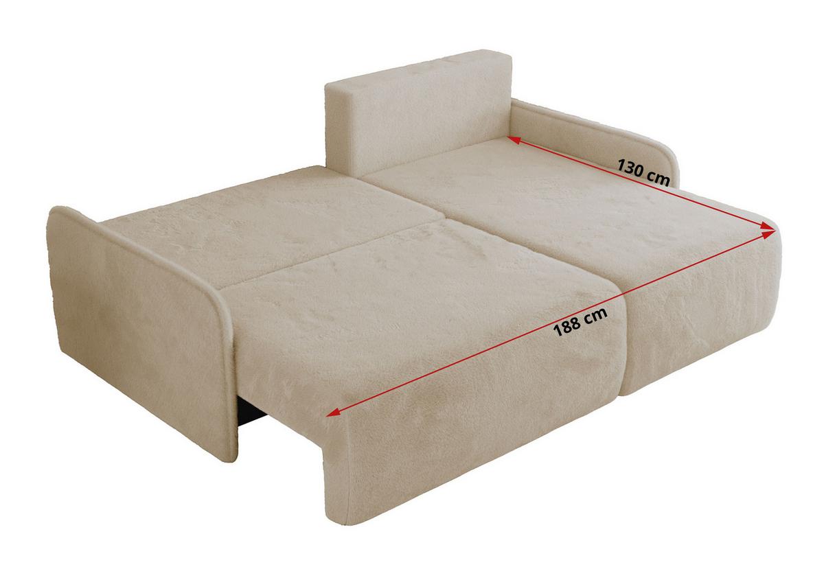 ECKSCHLAFSOFA ARPA L Creme Plüsch - links - Creme/Schwarz, Kunststoff/Textil (198/150cm) - MKS