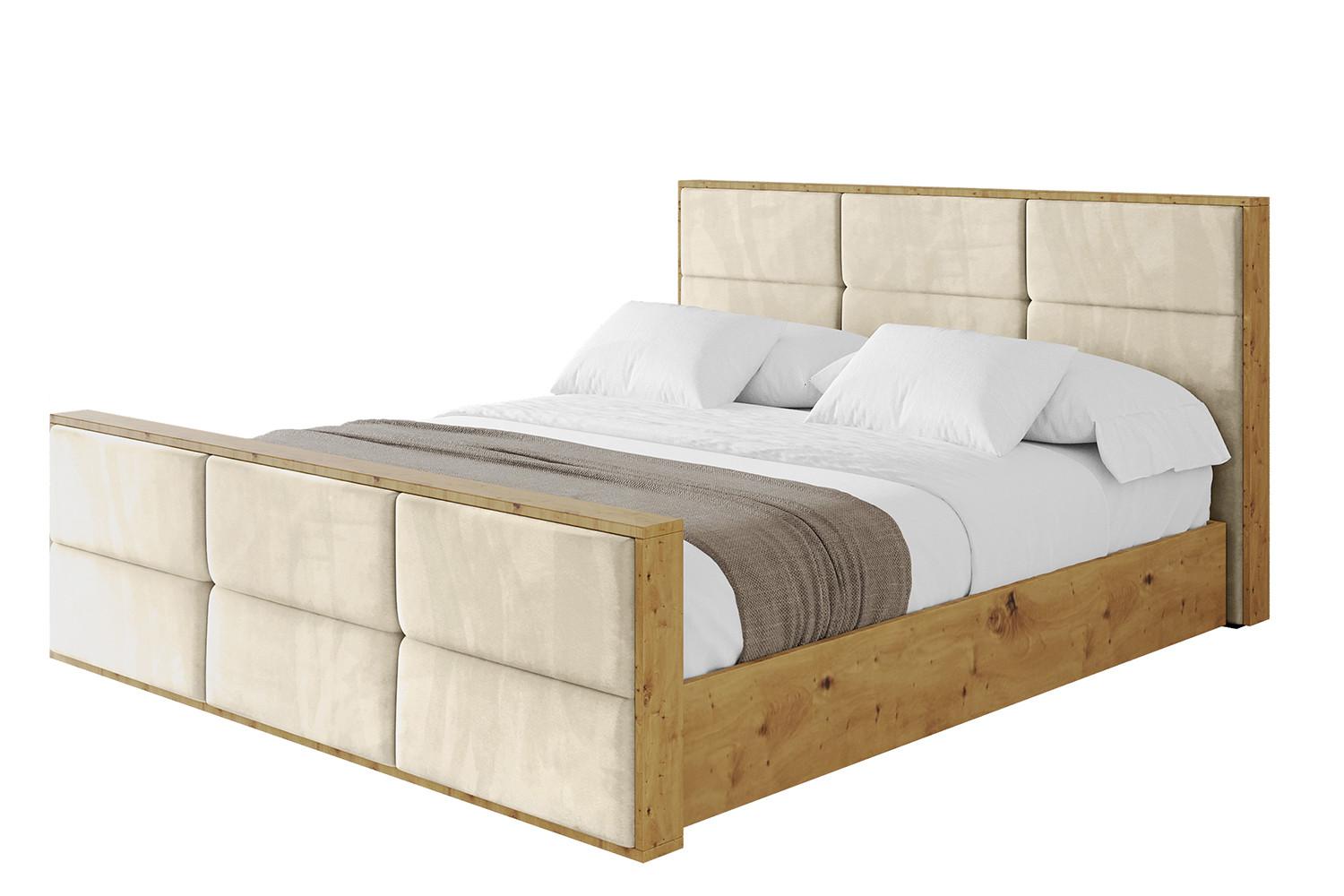 POLSTERBETT mit Bettkasten, Fußteil und Lattenrost, Boxbett ohne Matratze - ENZO1-Z 180x200 Beige - Ecru, Holzwerkstoff/Textil (180/200cm) - ALTDECOR