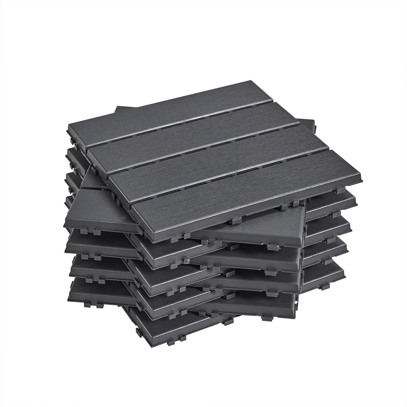 TERRASSENFLIESEN 15 Stück Grau 30.5x2x30.5 cm - Grau, Kunststoff (30.5/30.5/2cm) - SoBuy