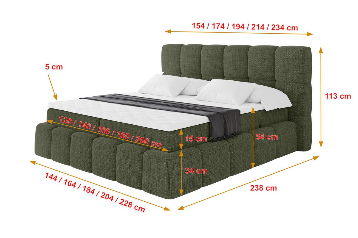 BOXBETT - AURI-H3 - 180x200 Grün Aragon - Grün, Holzwerkstoff (180/200cm) - ALTDECOR