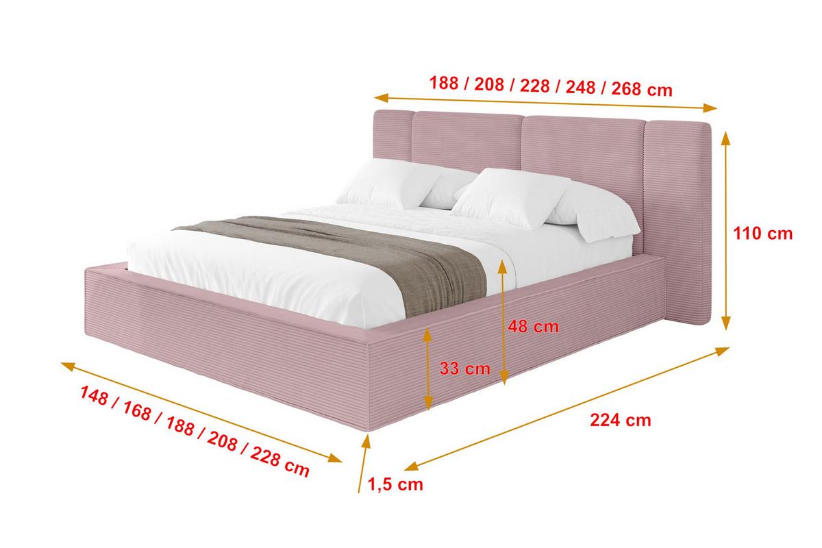 POLSTERBETT mit Bettkasten und Lattenrost, Bett mit Matratze H3/H4 - RIVO 120x200 Rosa - Rosa, Holzwerkstoff/Textil (120/200cm) - ALTDECOR