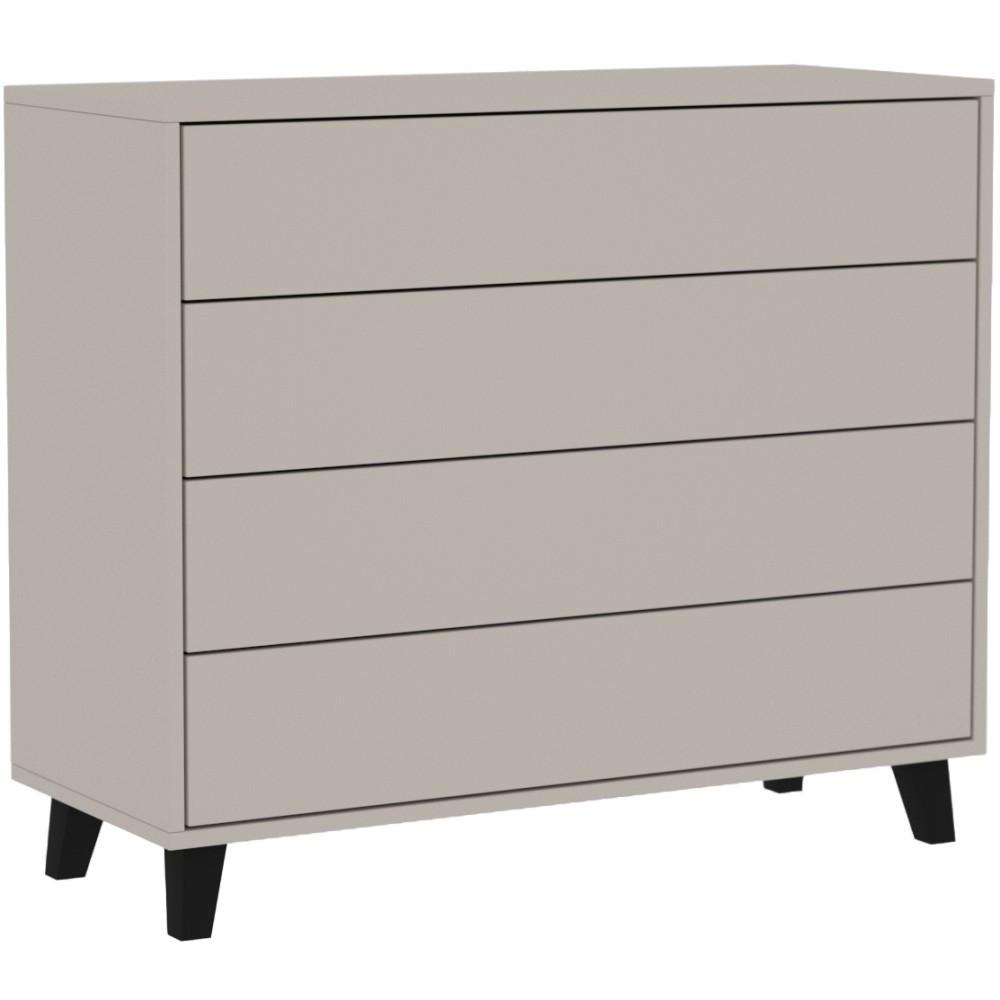 KOMMODE Home mit 4 Schubladen, 100 cm, ohne Griffe, Kaschmir - Kaschmir/Schwarz, Holzwerkstoff (80/85/40cm) - Beautysofa