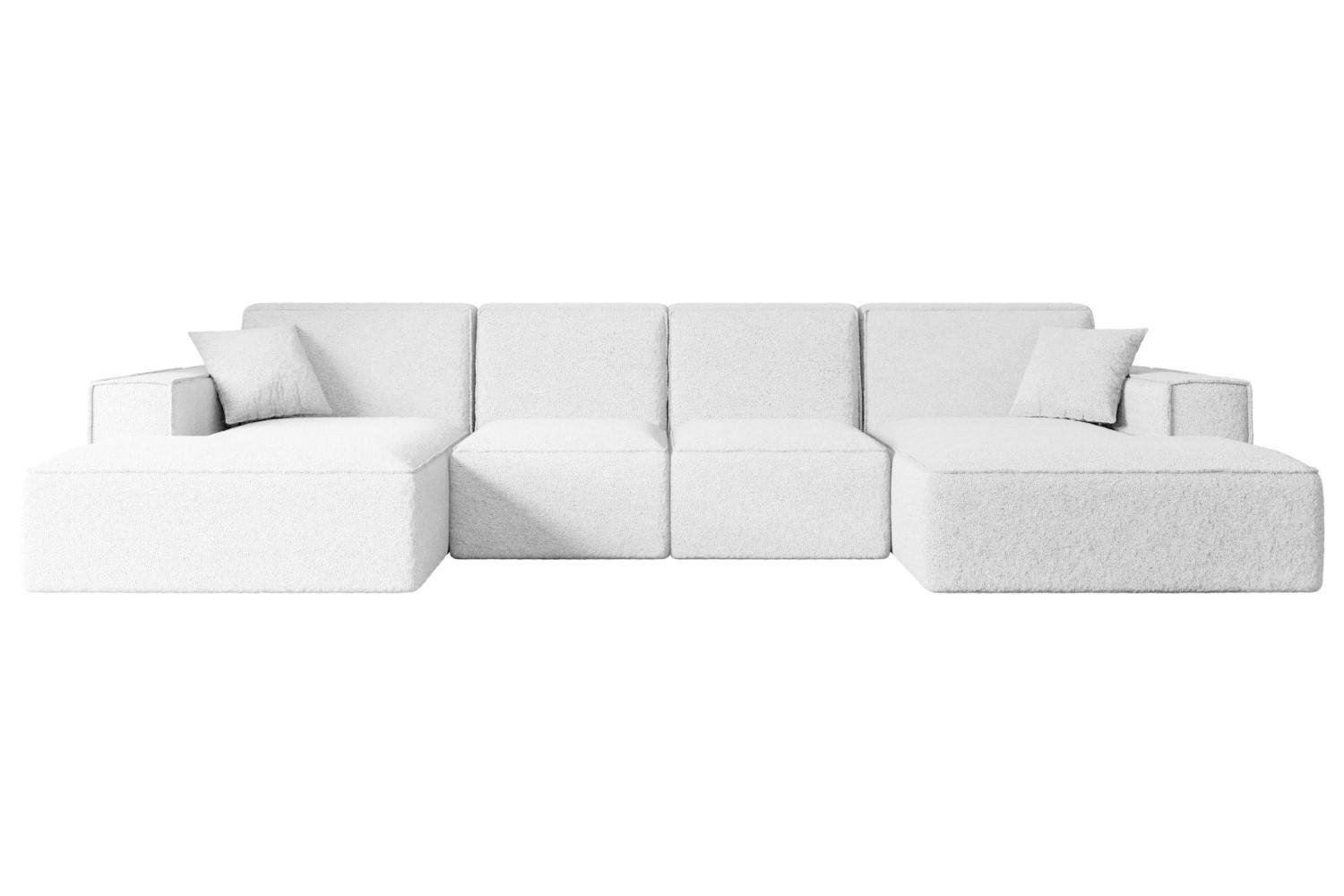 WOHNLANDSCHAFT SIERRA-U - 349x169x80 cm Weiß Bouclé - Schwarz/Weiß, Holzwerkstoff/Kunststoff (349/80/169cm) - ALTDECOR