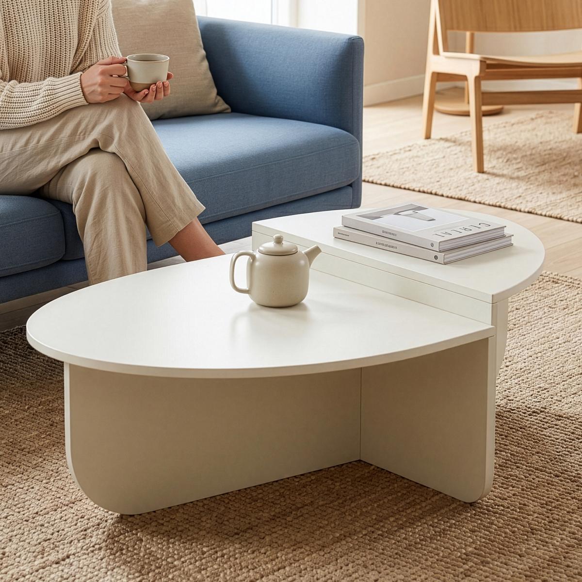 COUCHTISCH Tondesdaslo 90/90/35 cm - Weiß, Holzwerkstoff (90/90/35cm) - [en.casa]