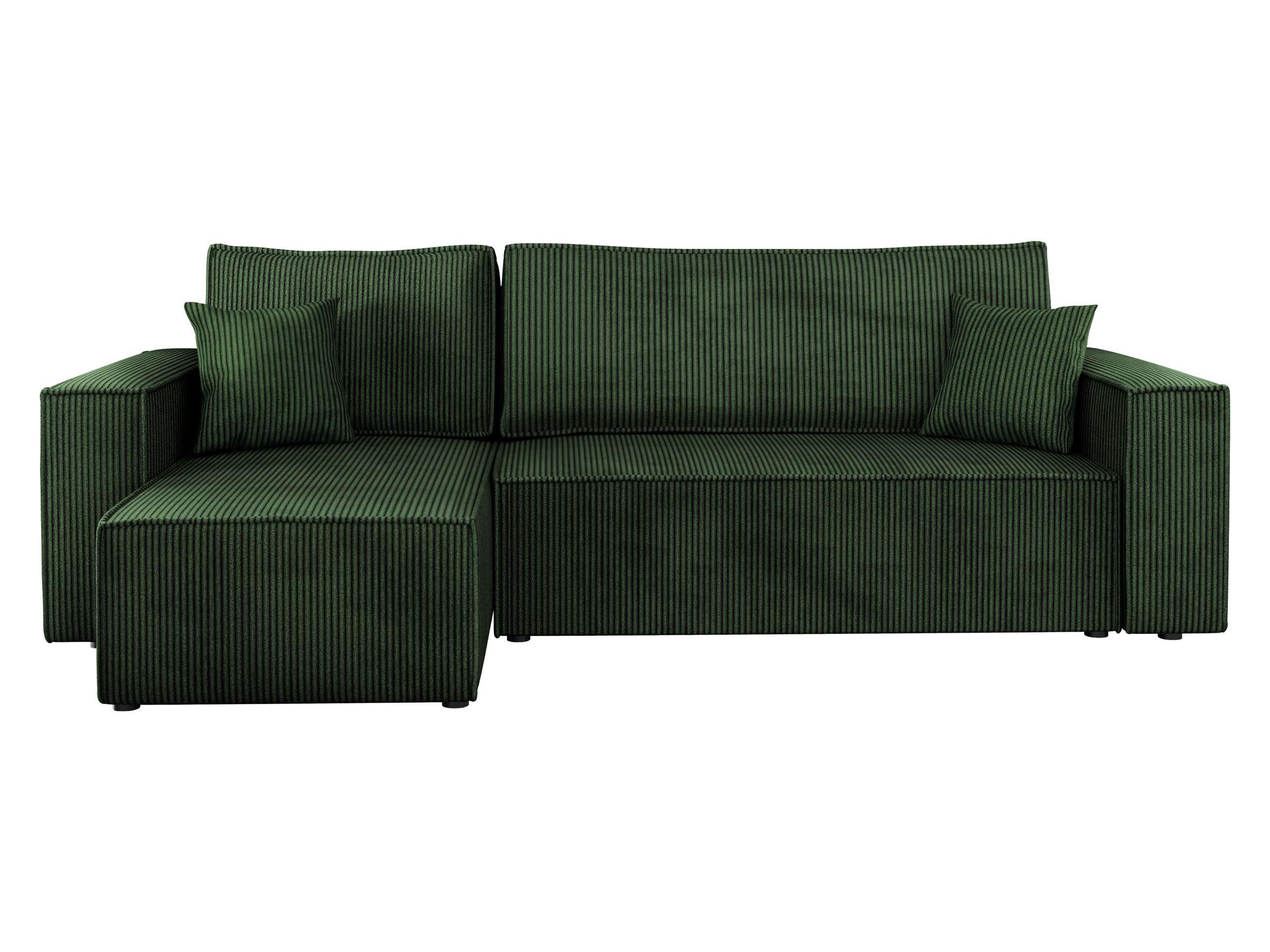 ECKSOFA Karl Cord - Schwarz/Grün, Holz/Kunststoff (244/145cm) - MIRJAN24