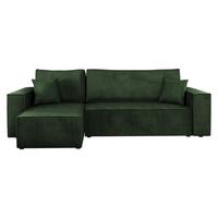 ECKSOFA Karl Cord - Schwarz/Grün, Holz/Kunststoff (244/145cm) - MIRJAN24