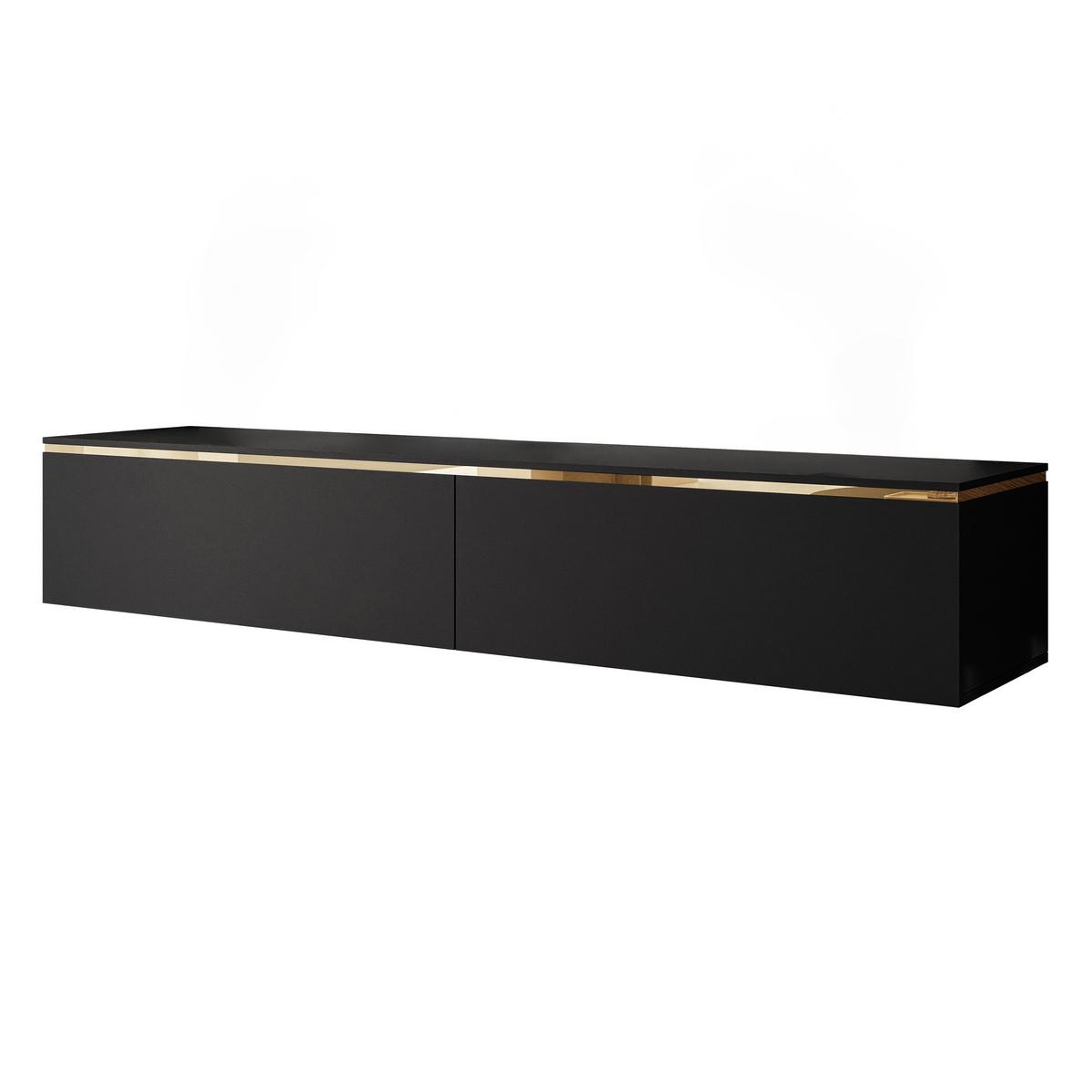 HÄNGESCHRANK TV-Möbel AURORA Schwarz Matt mit LED Beleuchtung - Schwarz, Holzwerkstoff (180/32/40cm) - Lookway