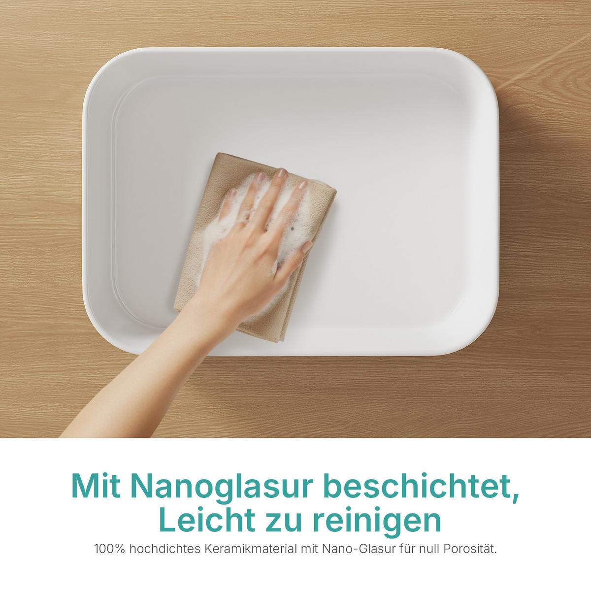 WASCHBECKEN Keramik R-Ecken 50,5 / 37 / 11 cm - Weiß, Keramik (50.5/11/37cm) - EMKE