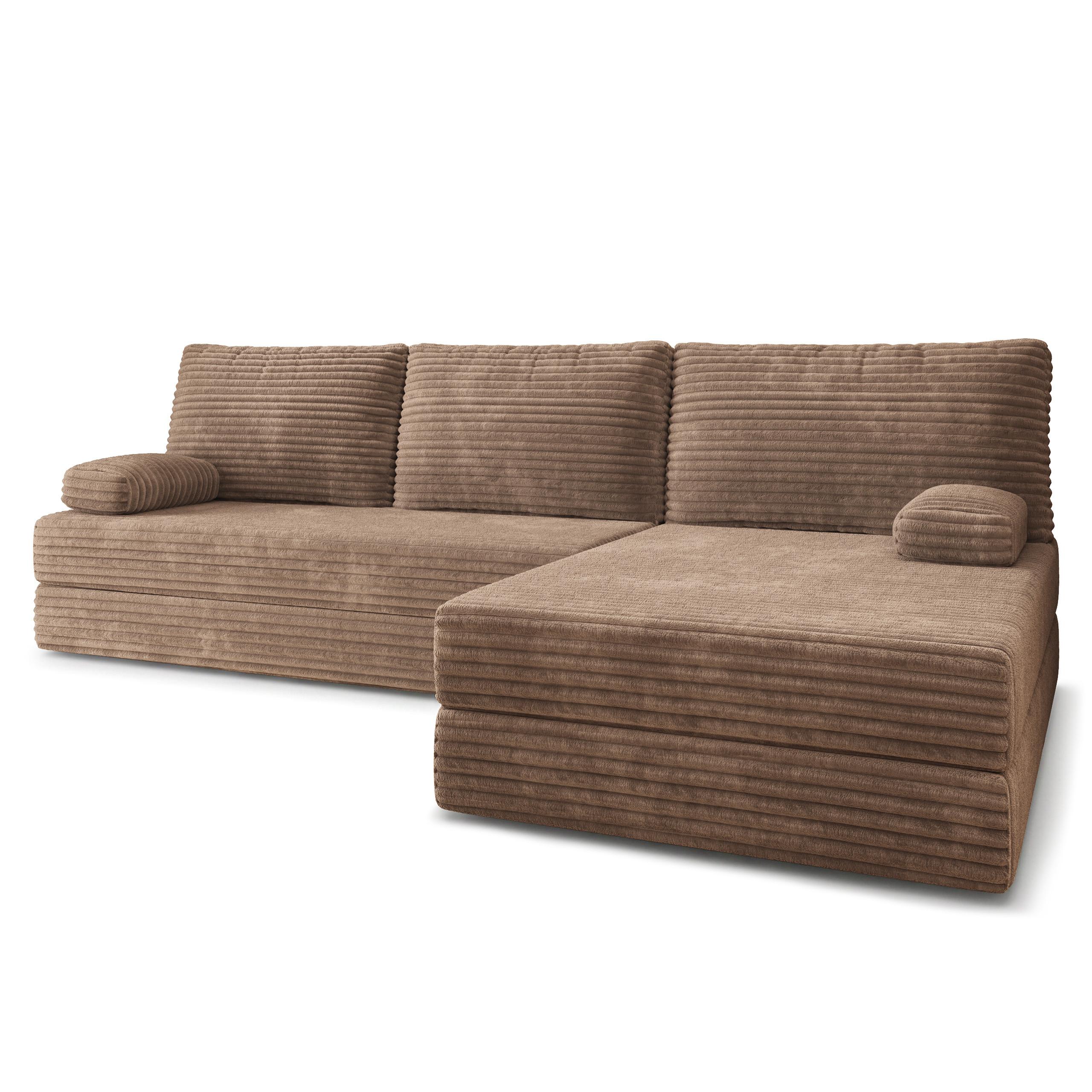 ECKSOFA ANKO modulares Boneless Sofa mit Schlaffunktion Beige Kordstoff - Beige, Textil (270/160cm) - MASSENO