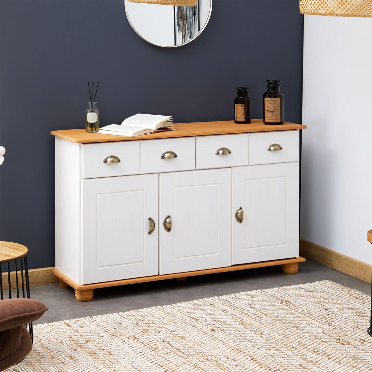 SIDEBOARD COLMAR weiß/braun - Weiß/Braun, Holz (116/74/35cm) - IDIMEX