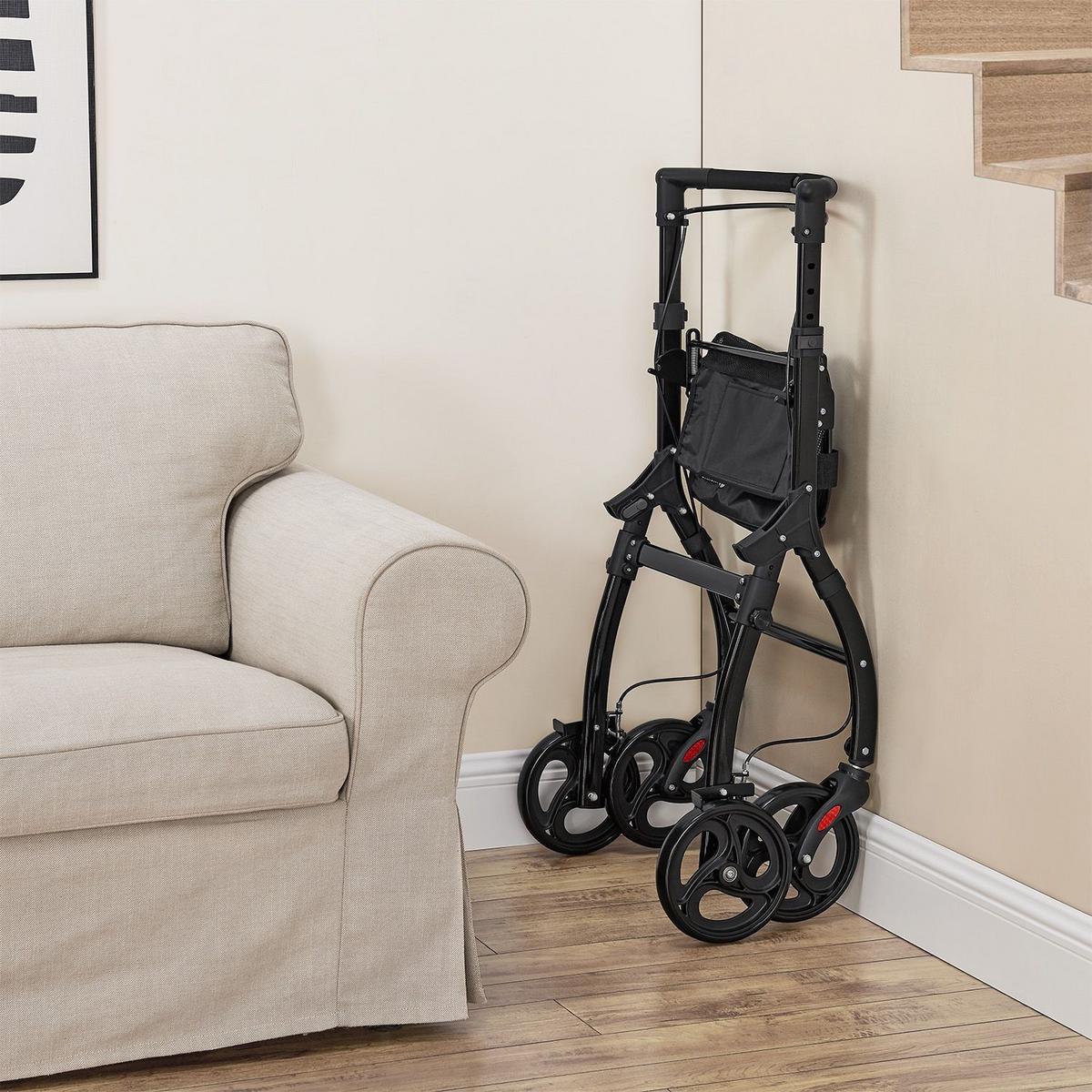 WOHNUNGSROLLATOR Aktiv schwarz mit Transporttasche - Schwarz, Metall (66/90/56cm) - Juskys